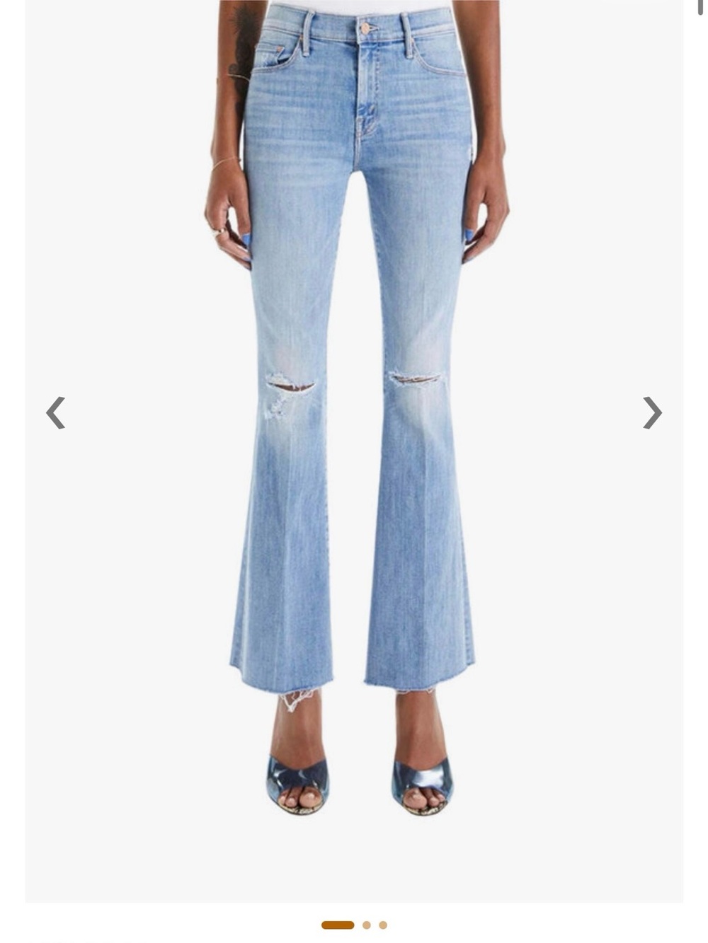 MOTHER DENIM SIZE 24 Light Blue Distressed Flared Women's Jeans